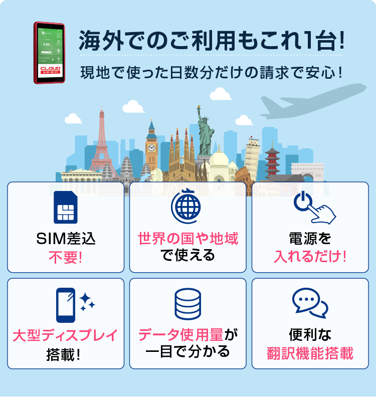 海外も無制限で使える！