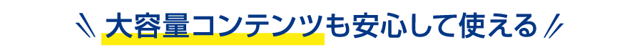 大容量コンテンツも安心して使える