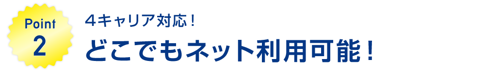 4キャリア対応！どこでもネット利用可能！